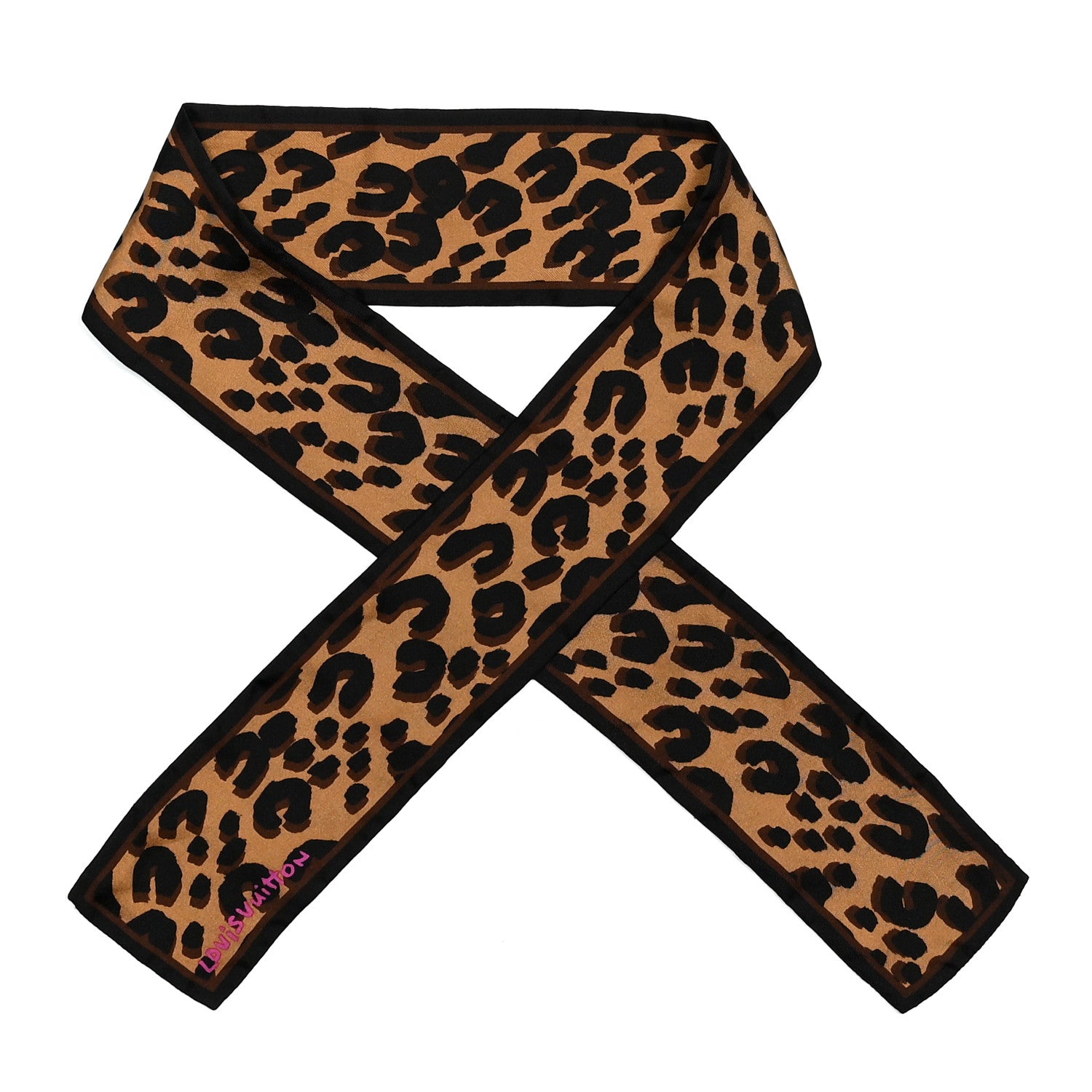 Louis Vuitton Silk Leopard Bandeau Scarf Marron 1 of 3