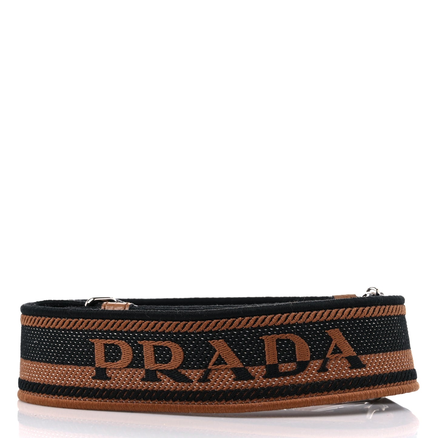 Canvas Calfskin Logo Shoulder Strap Black Caramel