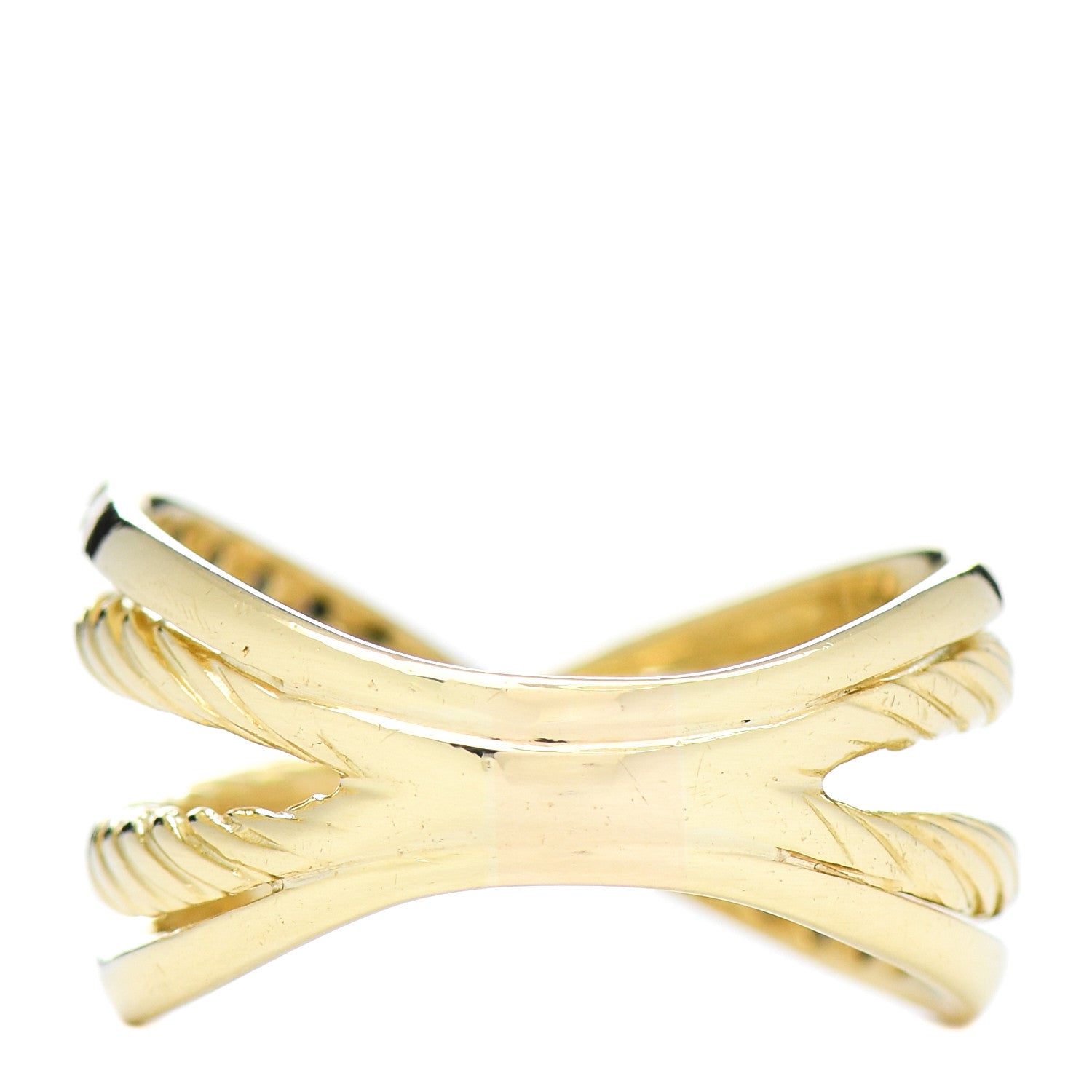 David Yurman 18K Yellow Gold Diamond X Crossover Cable Ring 57 8 3 of 5