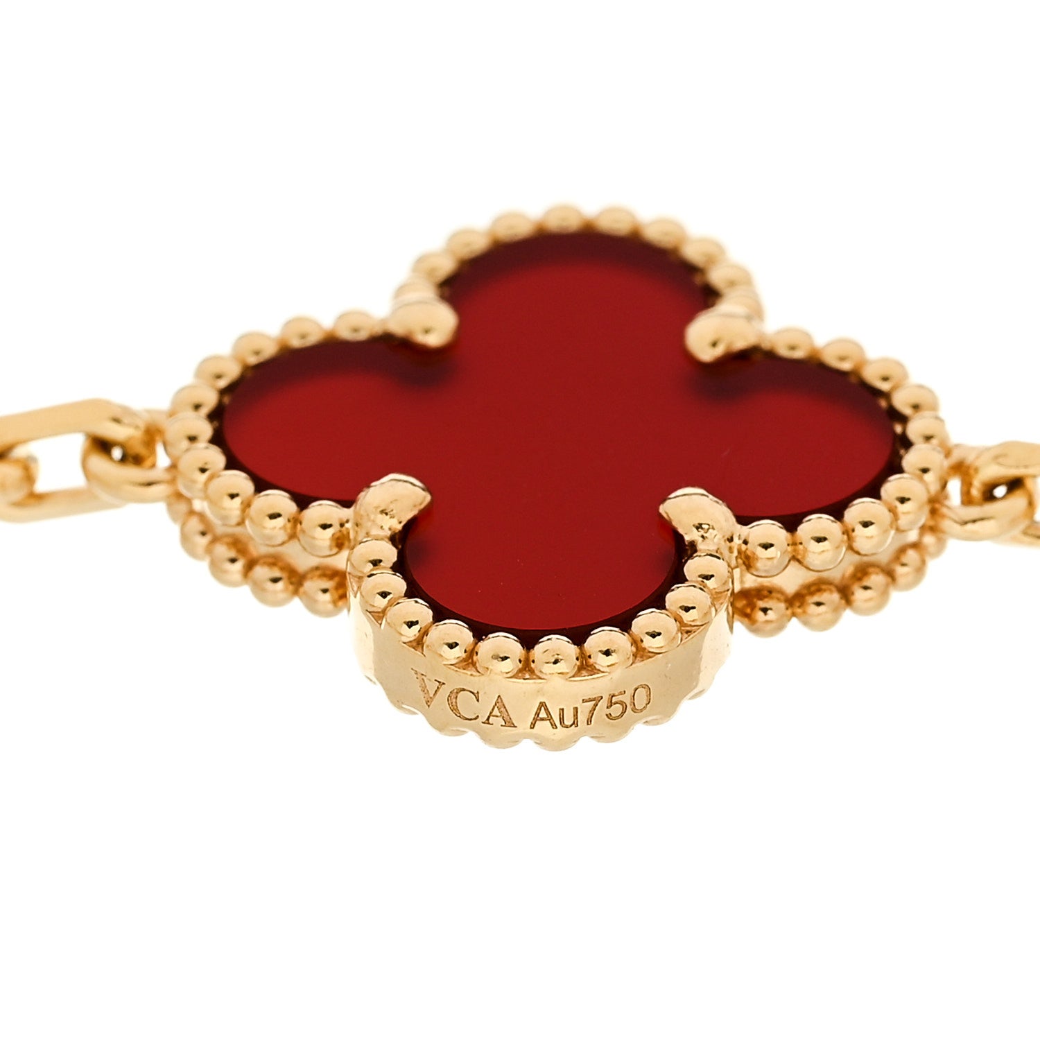 Van Cleef & Arpels 18K Yellow Gold Carnelian 5 Motifs Vintage Alhambra Bracelet 4 of 5
