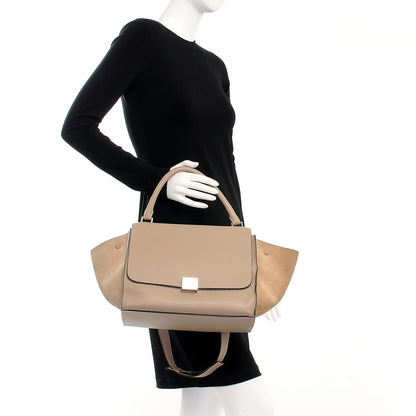 Celine Drummed Calfskin Suede Medium Trapeze Dune 3 of 9