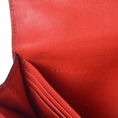 Celine Drummed Calfskin Large Multifunction Flap Wallet Coquelicot 7 of 11
