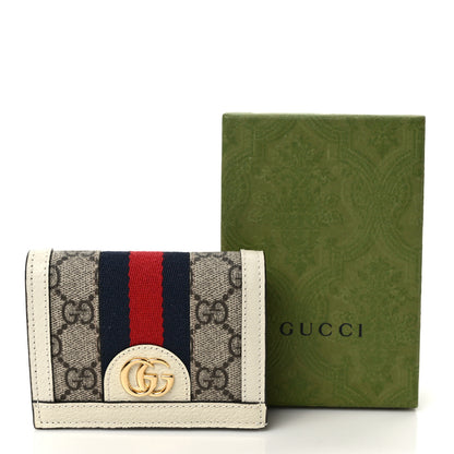 Gucci GG Supreme Monogram Textured Dollar Calfskin Web Ophidia Card Case Beige Ebony Mystic White 8 of 8