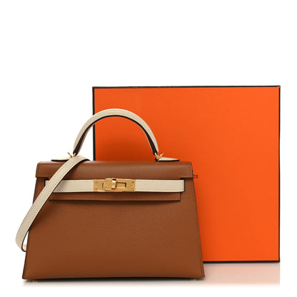 Hermes Epsom Horseshoe Mini Kelly Sellier 20 Gold Craie 11 of 11