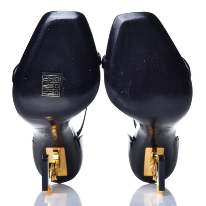 Saint Laurent Patent Calfskin Opyum 110 Sandals 37.5 Black Gold 6 of 8