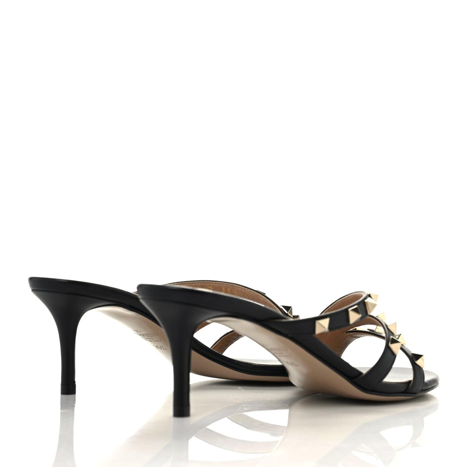 Valentino Garavani Calfskin Rockstud 60mm Slide Sandals 35.5 Black 3 of 9