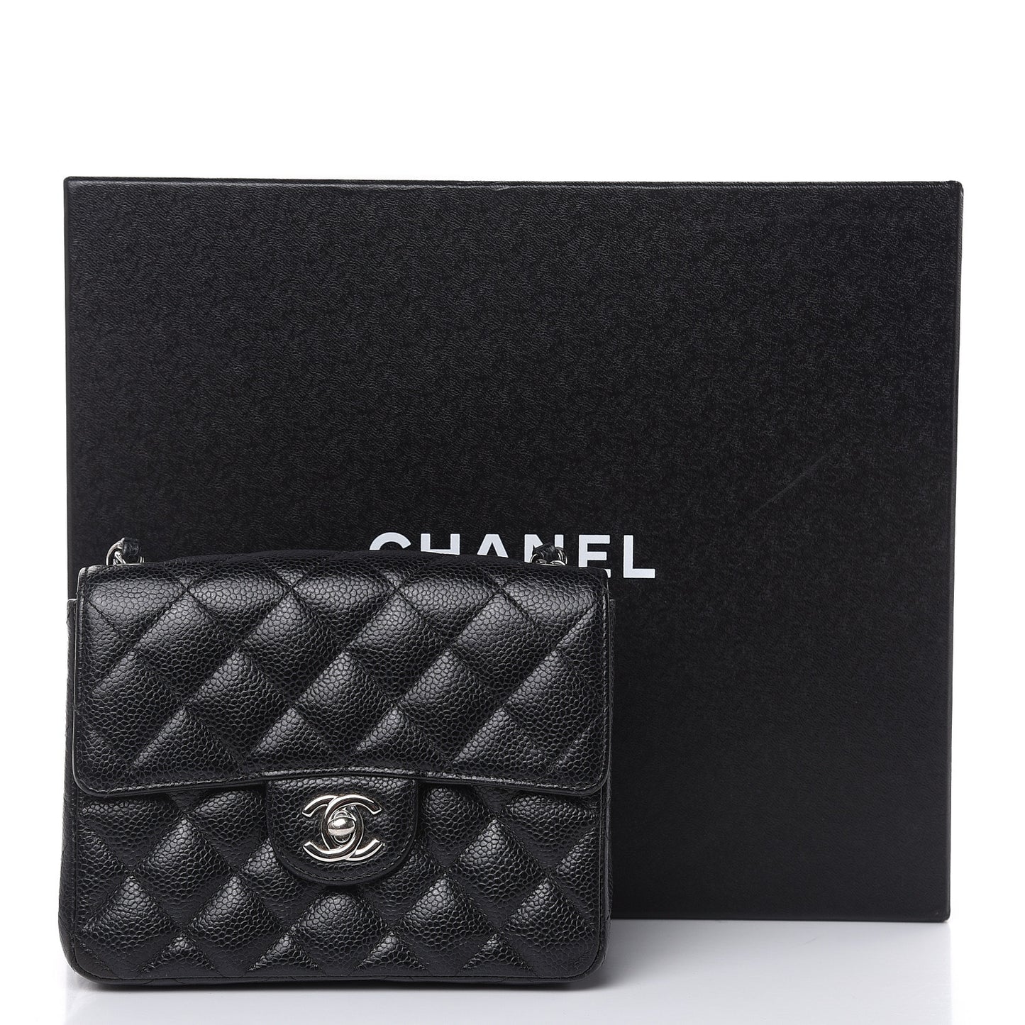 Caviar Quilted Mini Square Flap Black