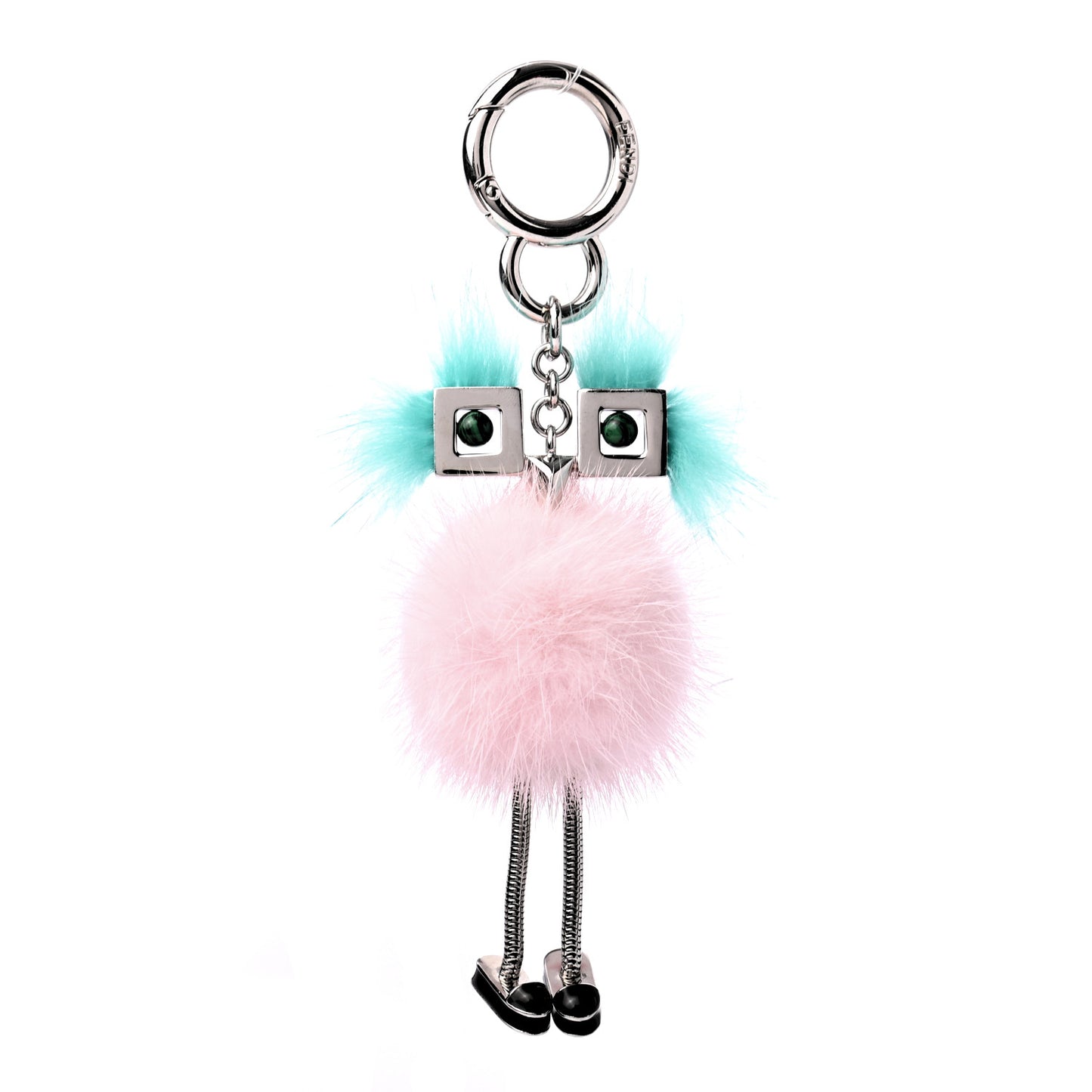 Mink Fur Hypnoteyes Chick Pom Pom Bag Charm Pink Light Blue