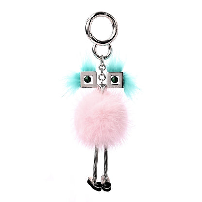 Fendi Mink Fur Hypnoteyes Chick Pom Pom Bag Charm Pink Light Blue 1 of 3