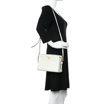 Prada Saffiano City Calfskin Esplanade Crossbody Bag White 2 of 11