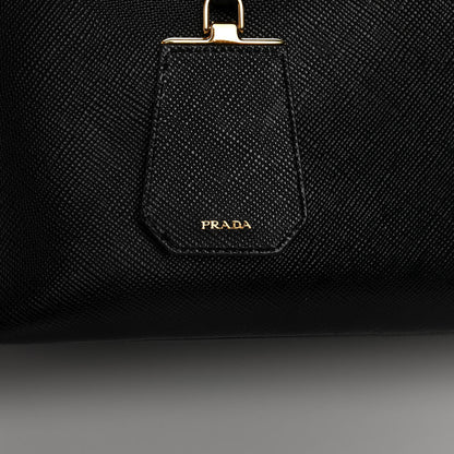 Prada Saffiano Cuir Medium Double Bag Black Mughetto 11 of 21