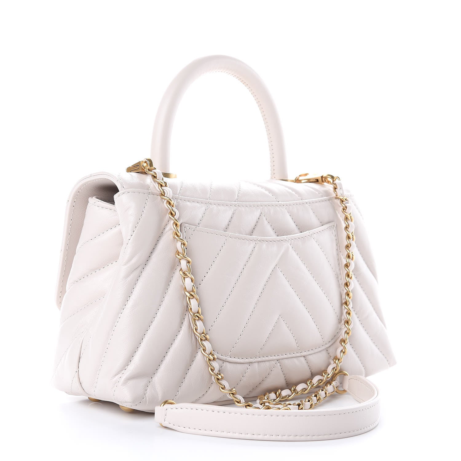 Chanel Calfskin Chevron Quilted Mini Coco Handle Flap Rose Pale 3 of 11