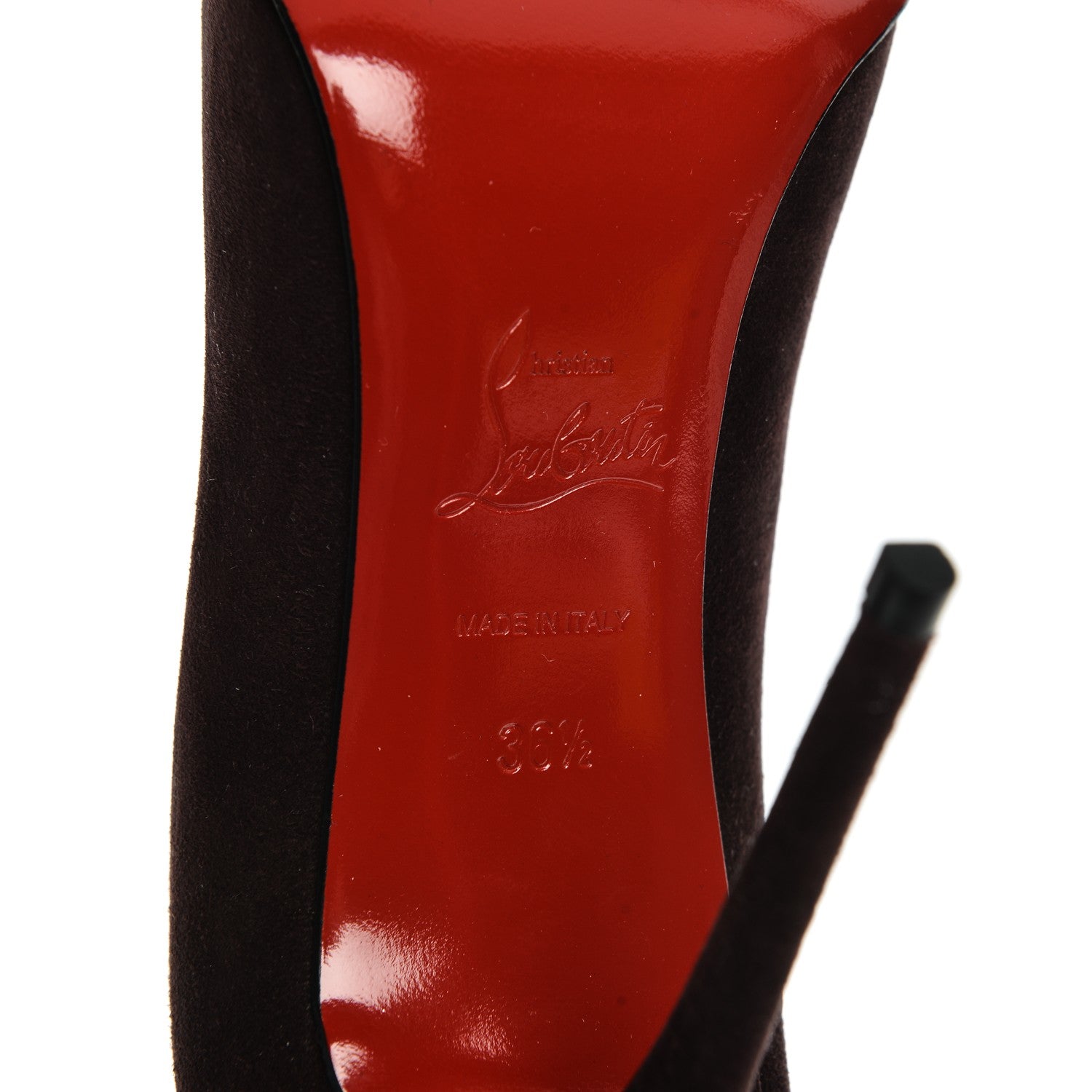 Christian Louboutin Veau Velours Pigalle Follies 100 Pumps 36.5 Burgundy 6 of 8