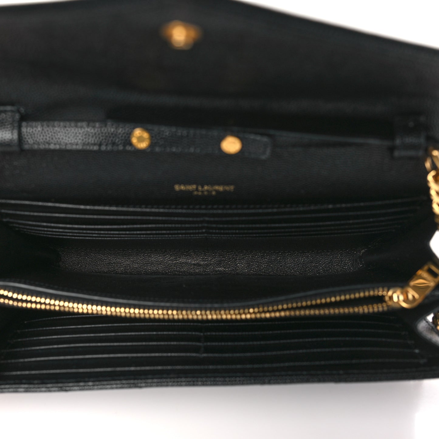 Grain De Poudre Matelasse Chevron Monogram Chain Wallet Black