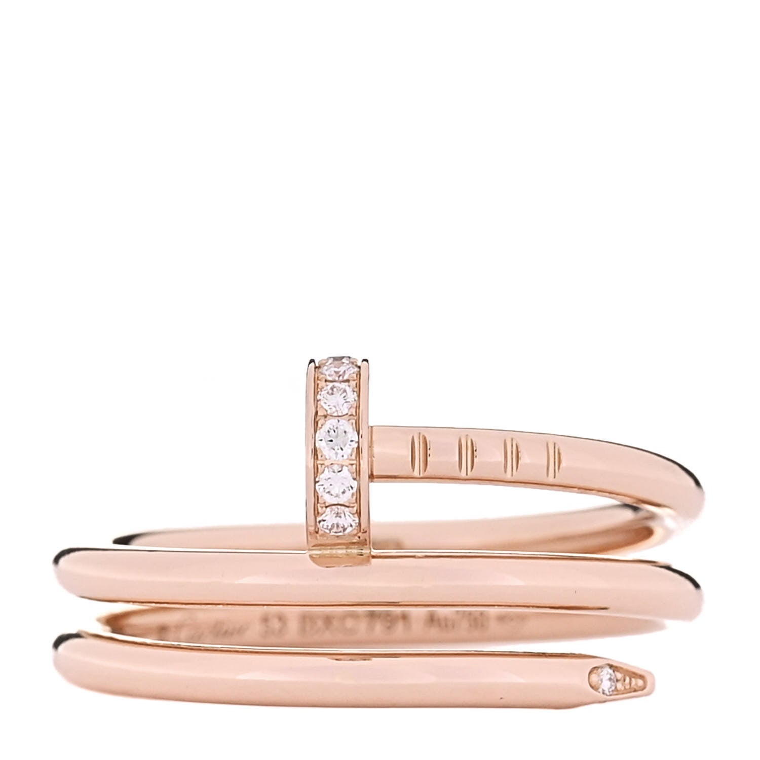 Cartier 18K Pink Gold Diamond Juste Un Clou Wrap Ring 53 6.5 1 of 6