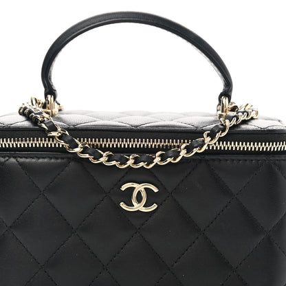 Chanel Lambskin Quilted Small Top Handle Vanity Case With Chain Black 8 of 11