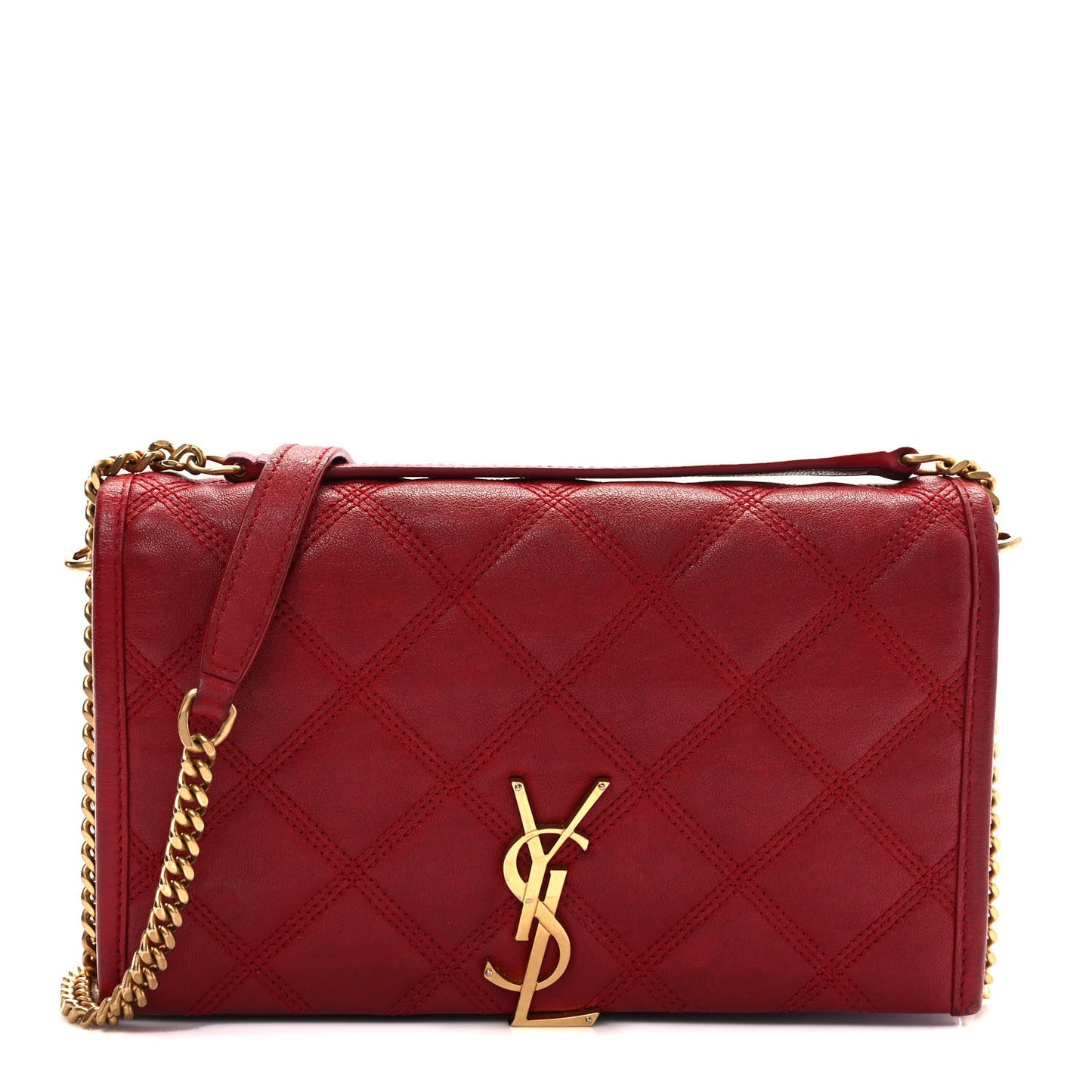 Lambskin Diamond Quilted Becky Chain Wallet Rouge Eros