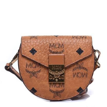 MCM Visetos Small Patricia Round Crossbody Wallet Cognac 1 of 13