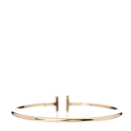 Tiffany 18K Yellow Gold Diamond T Wire Bracelet 3 of 4