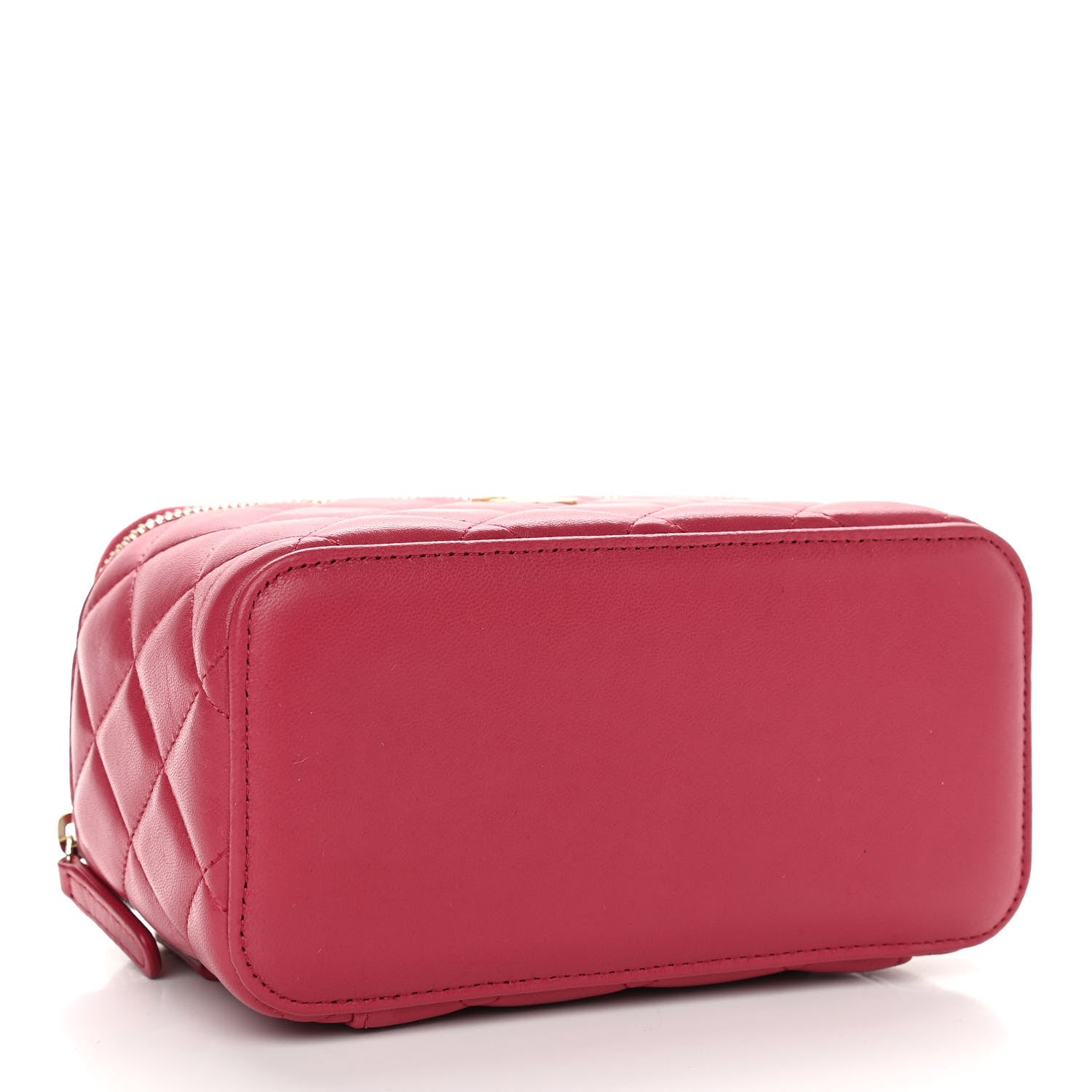 Chanel Lambskin Quilted Small Top Handle Vanity Case With Chain Dark Pink 4 of 11