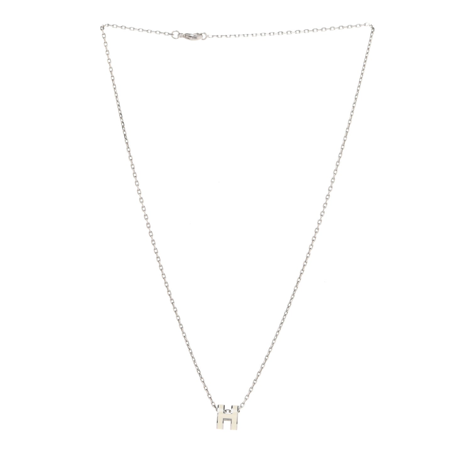 Lacquered Palladium Mini Pop H Pendant Necklace White