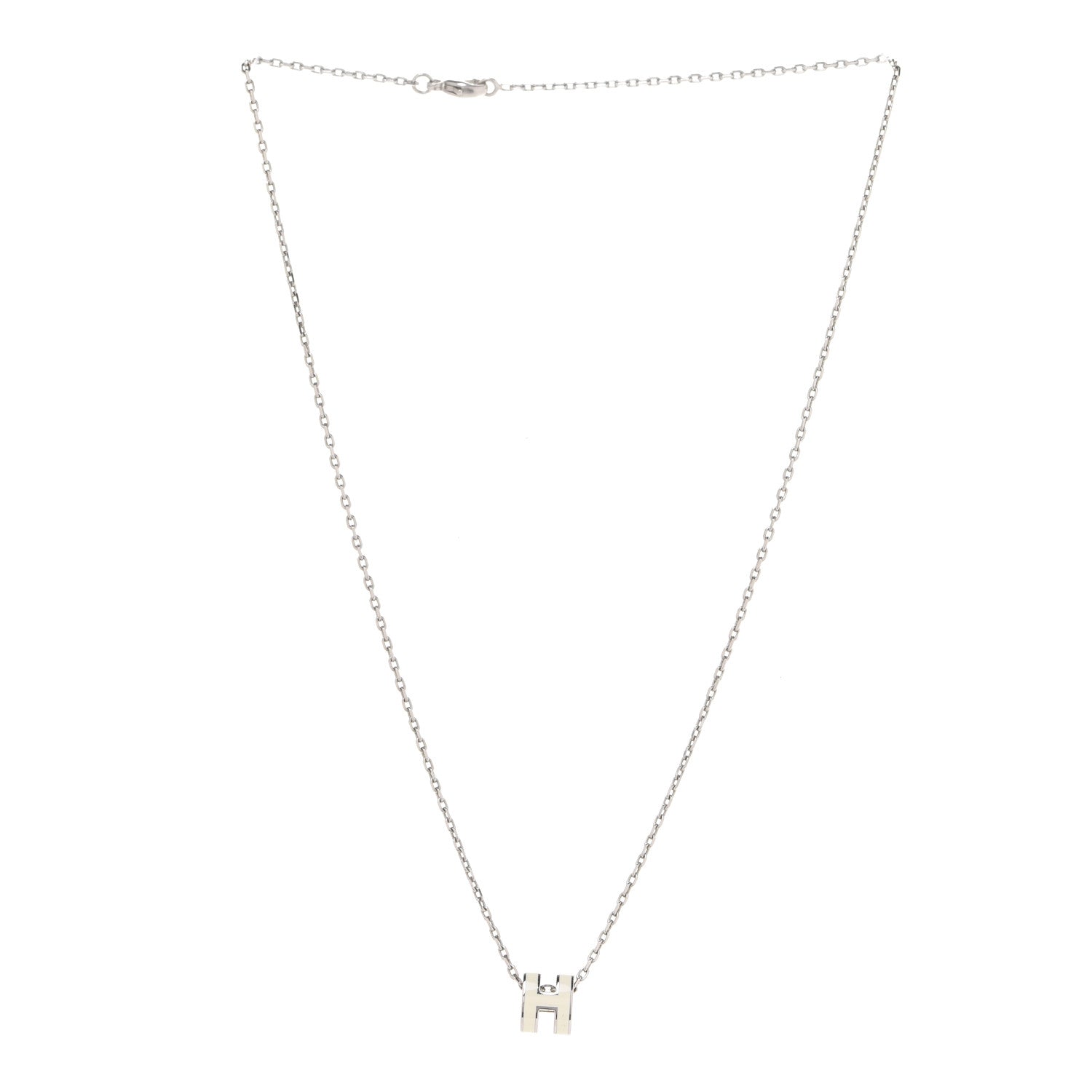 Hermes Lacquered Palladium Mini Pop H Pendant Necklace White 3 of 8