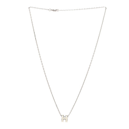 Hermes Lacquered Palladium Mini Pop H Pendant Necklace White 3 of 8