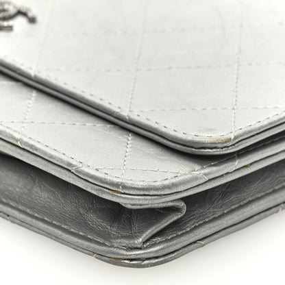 Chanel Metallic Aged Calfskin Quilted Wallet on Chain WOC Silver 9 of 9