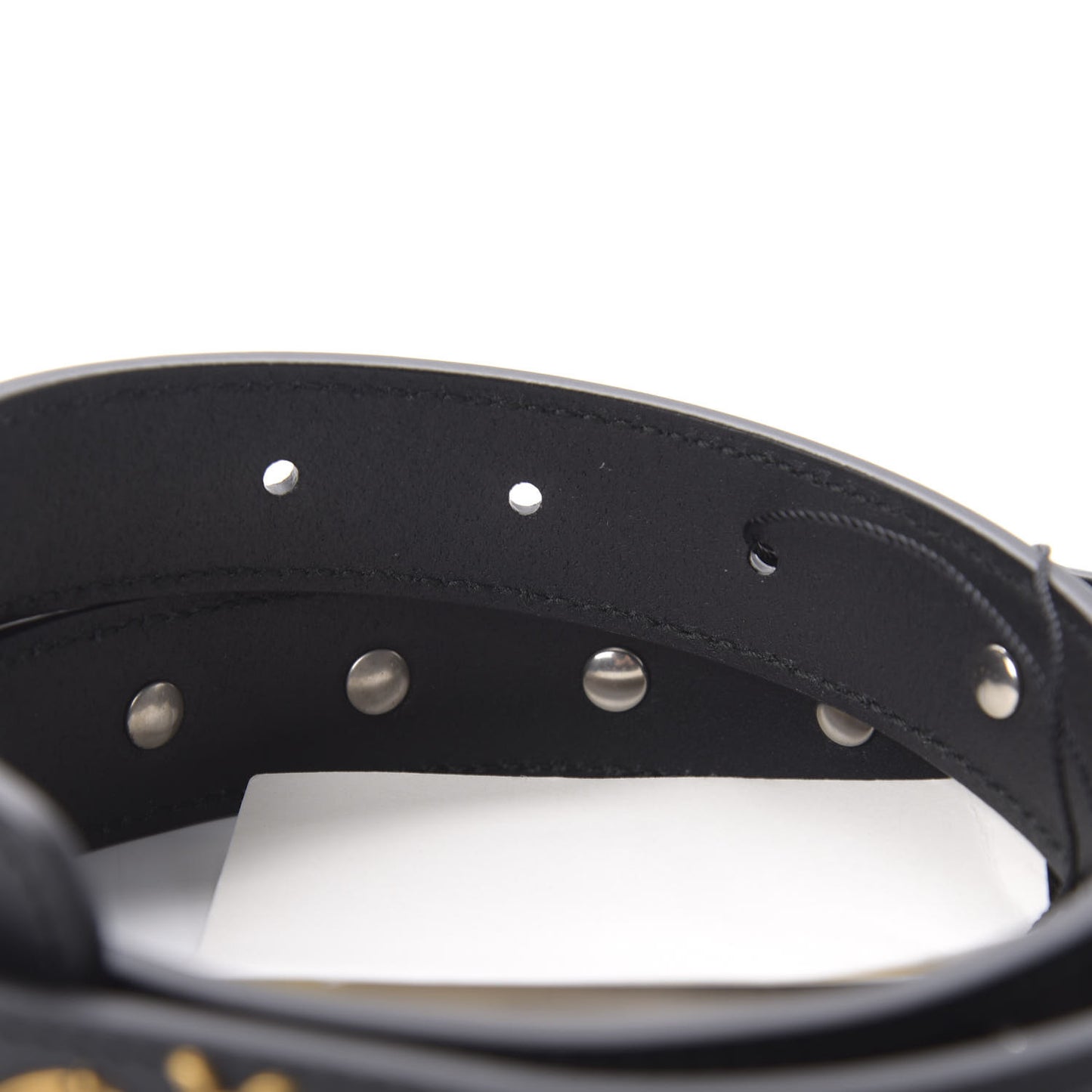 Calfskin Star Studded Torchon Double G Belt 100 40 Black