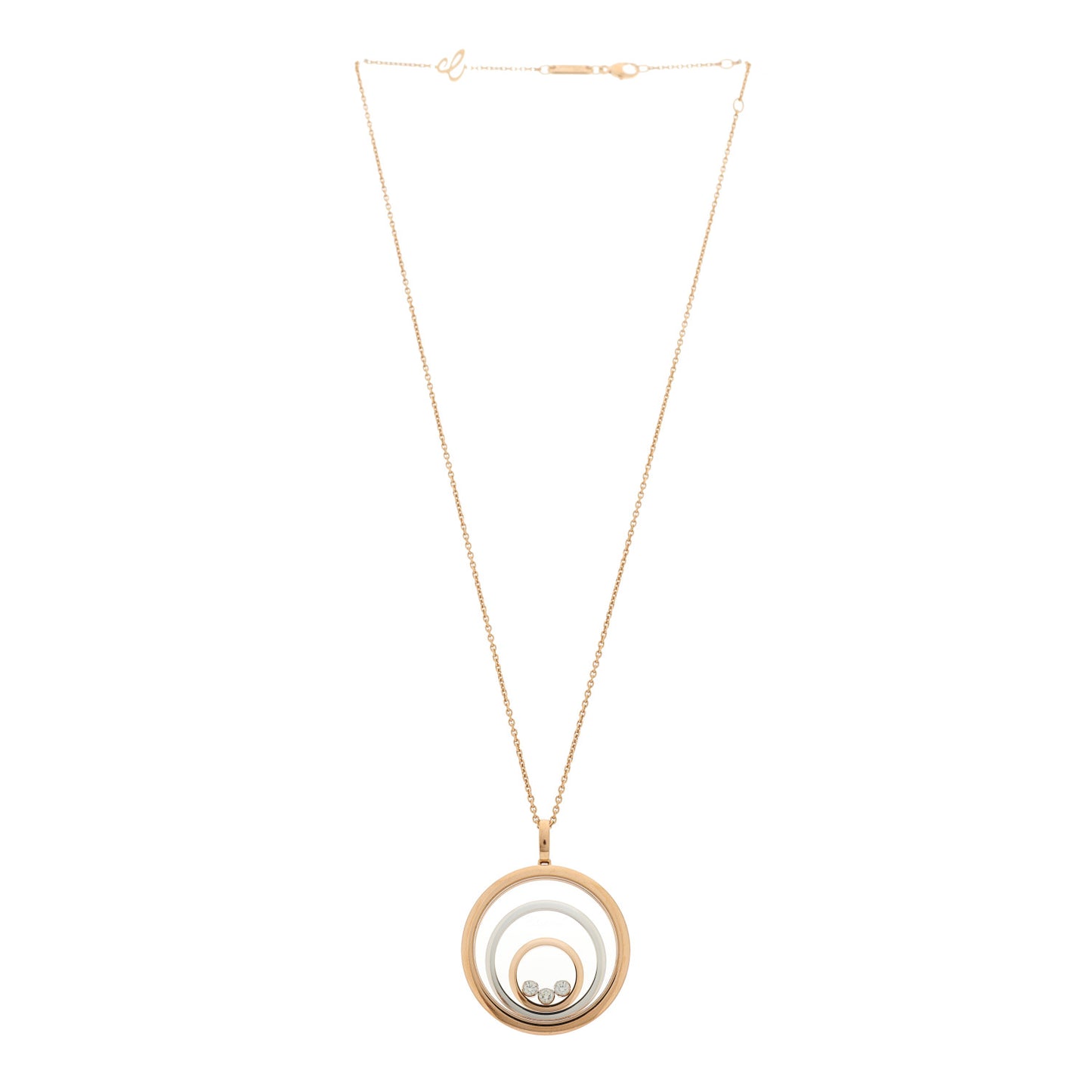 18K Rose White Gold Diamond Happy Spirit Pendant Necklace