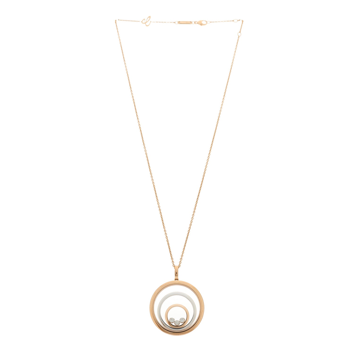 Chopard 18K Rose White Gold Diamond Happy Spirit Pendant Necklace 3 of 5