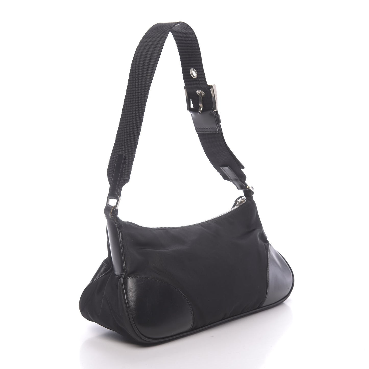 Tessuto Nylon Soft Calf Shoulder Bag Black