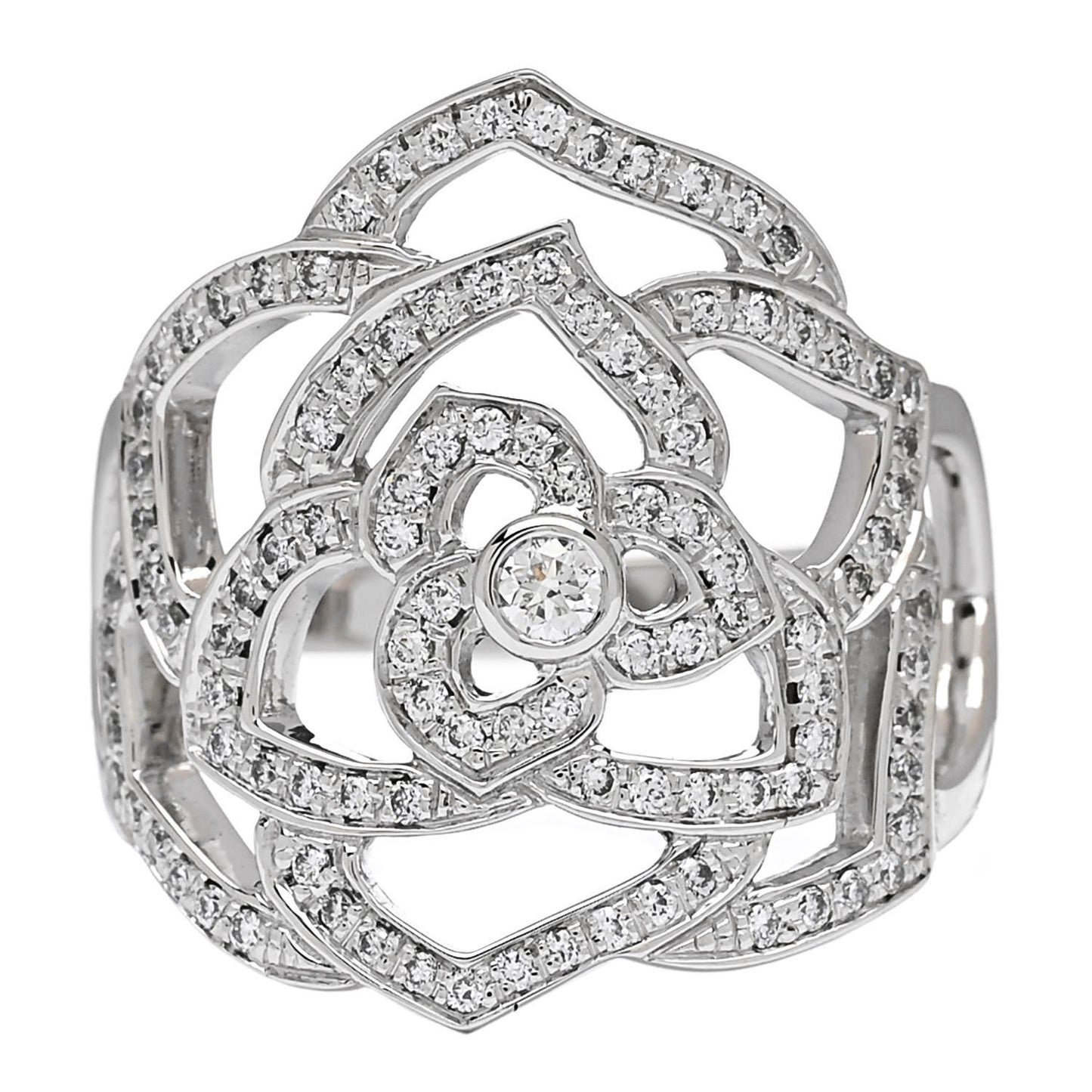 18K White Gold Diamond .55ct Rose Ring 53 6.25