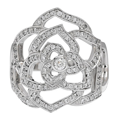 Piaget 18K White Gold Diamond .55ct Rose Ring 53 6.25 1 of 6