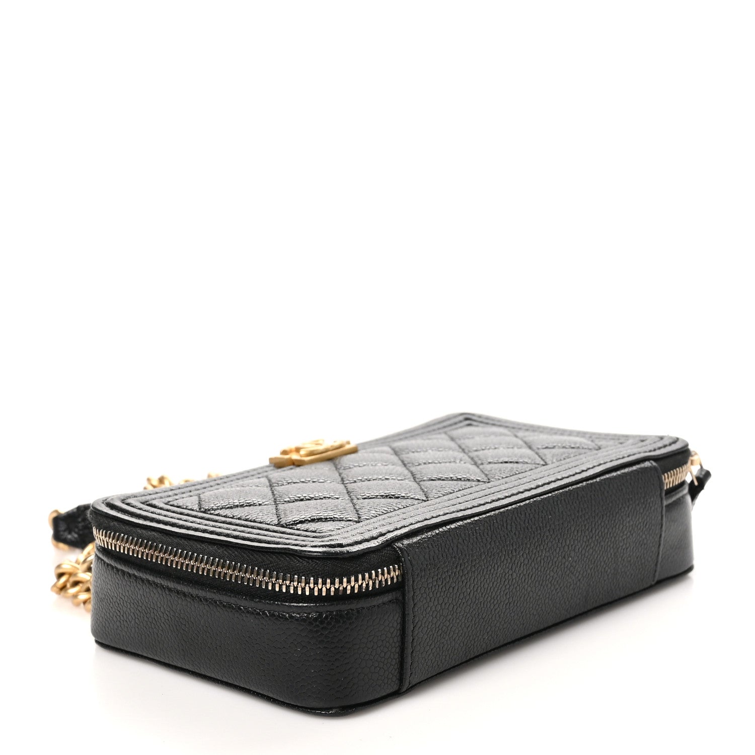 Chanel Caviar Quilted Boy Zip Phone Holder With Chain Black 4 of 11