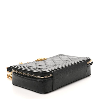 Chanel Caviar Quilted Boy Zip Phone Holder With Chain Black 4 of 11