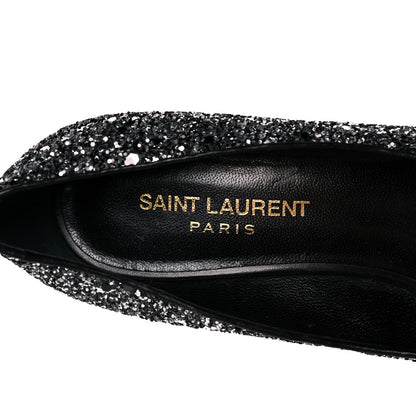 Saint Laurent Charlotte Glitter Point-toe Kitten-Heel Pumps 36 Black 7 of 9