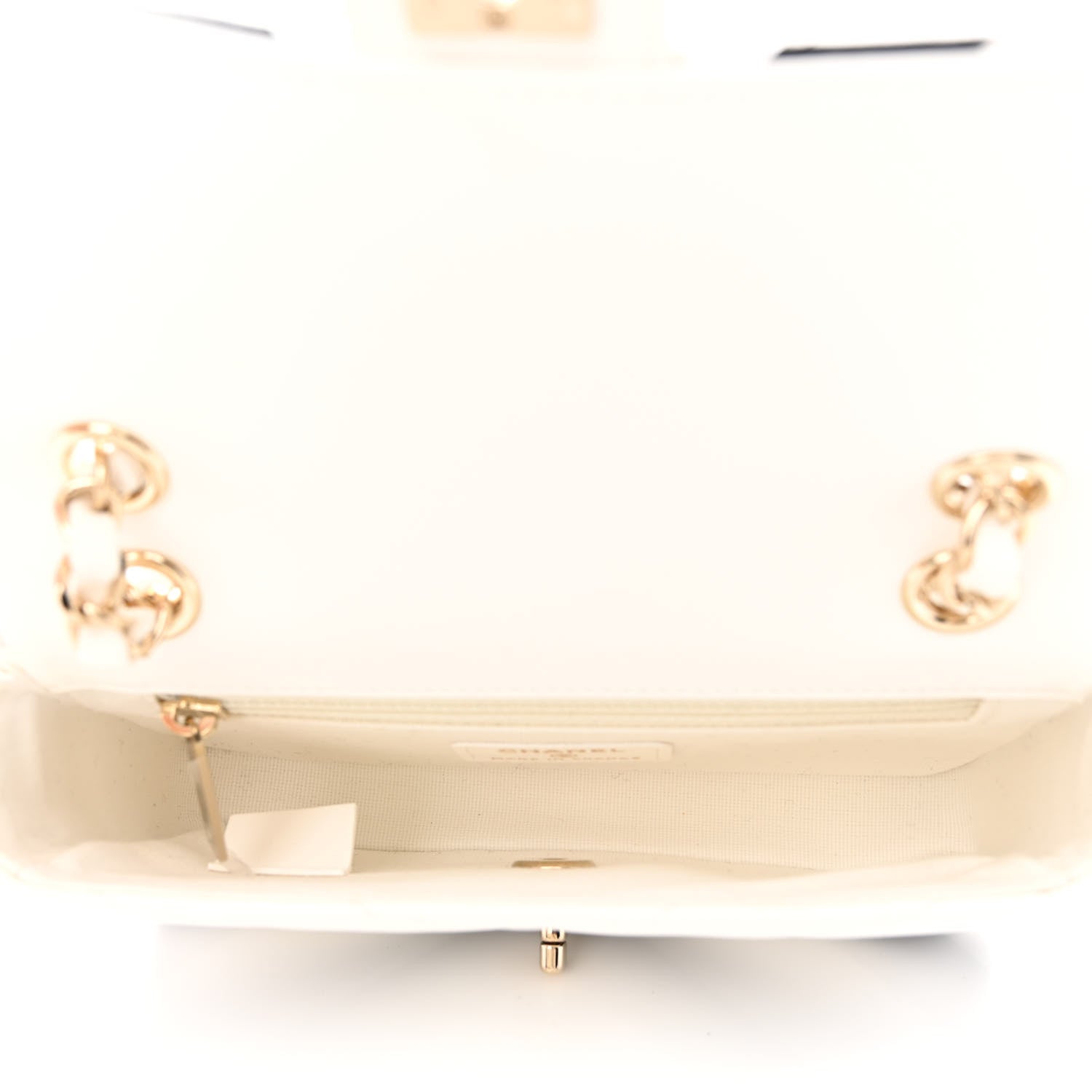 Chanel Lambskin Chevron Stitched Flap White Black 5 of 11