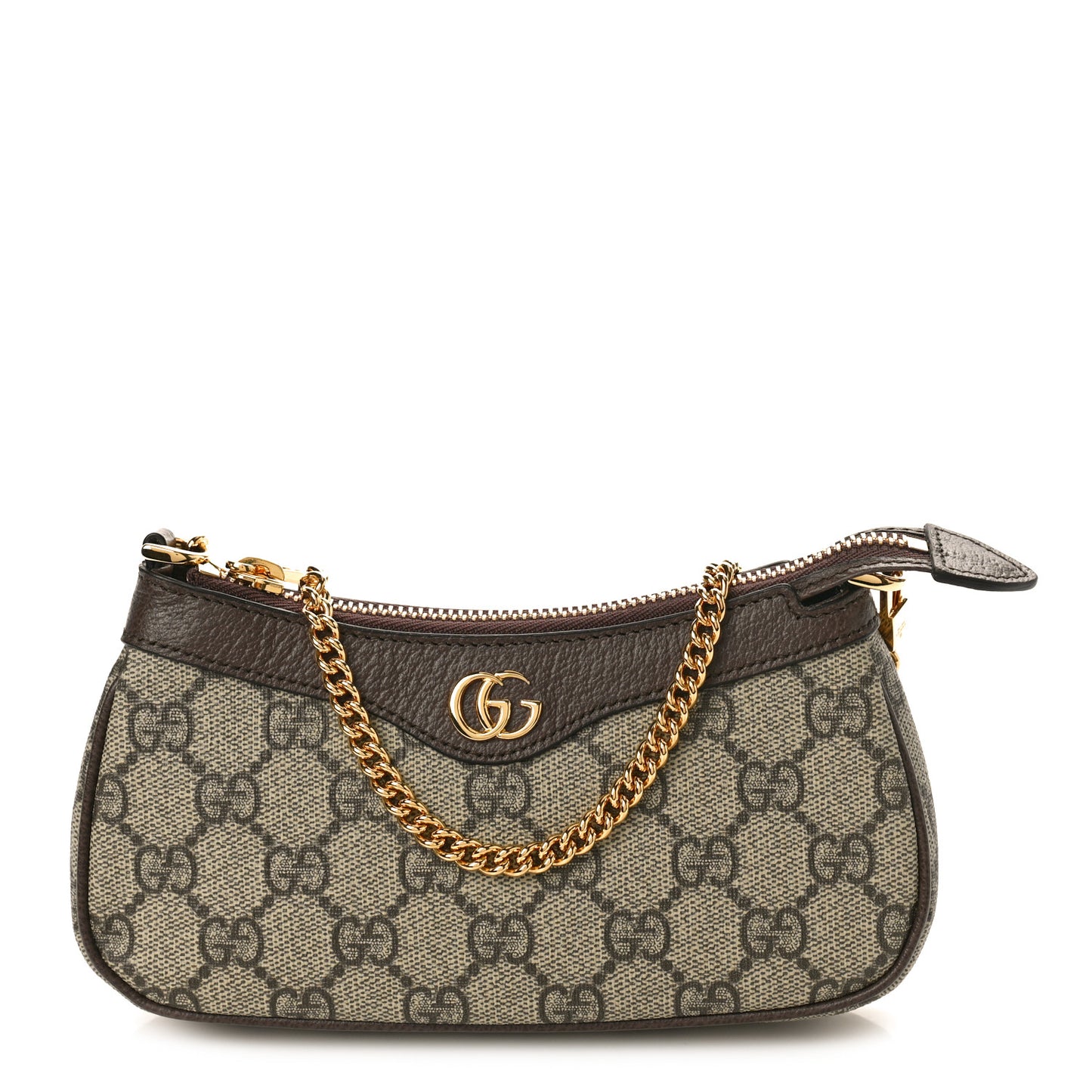 GG Supreme Monogram Textured Dollar Calfskin Mini Ophidia Chain Bag Beige Ebony
