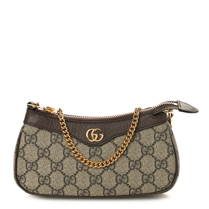 Gucci GG Supreme Monogram Textured Dollar Calfskin Mini Ophidia Chain Bag Beige Ebony 1 of 8