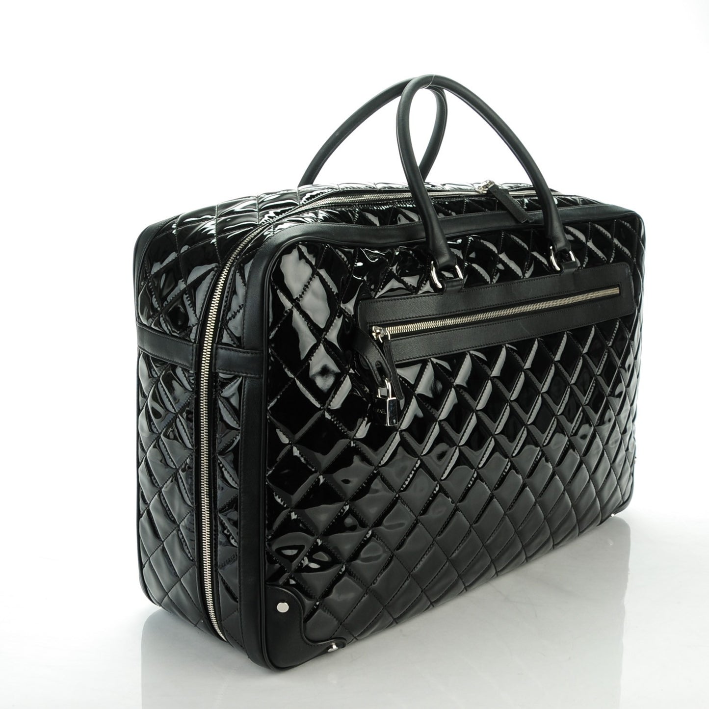 Vinyl Quilted Calfskin Large Viaggio Travel Bag Black