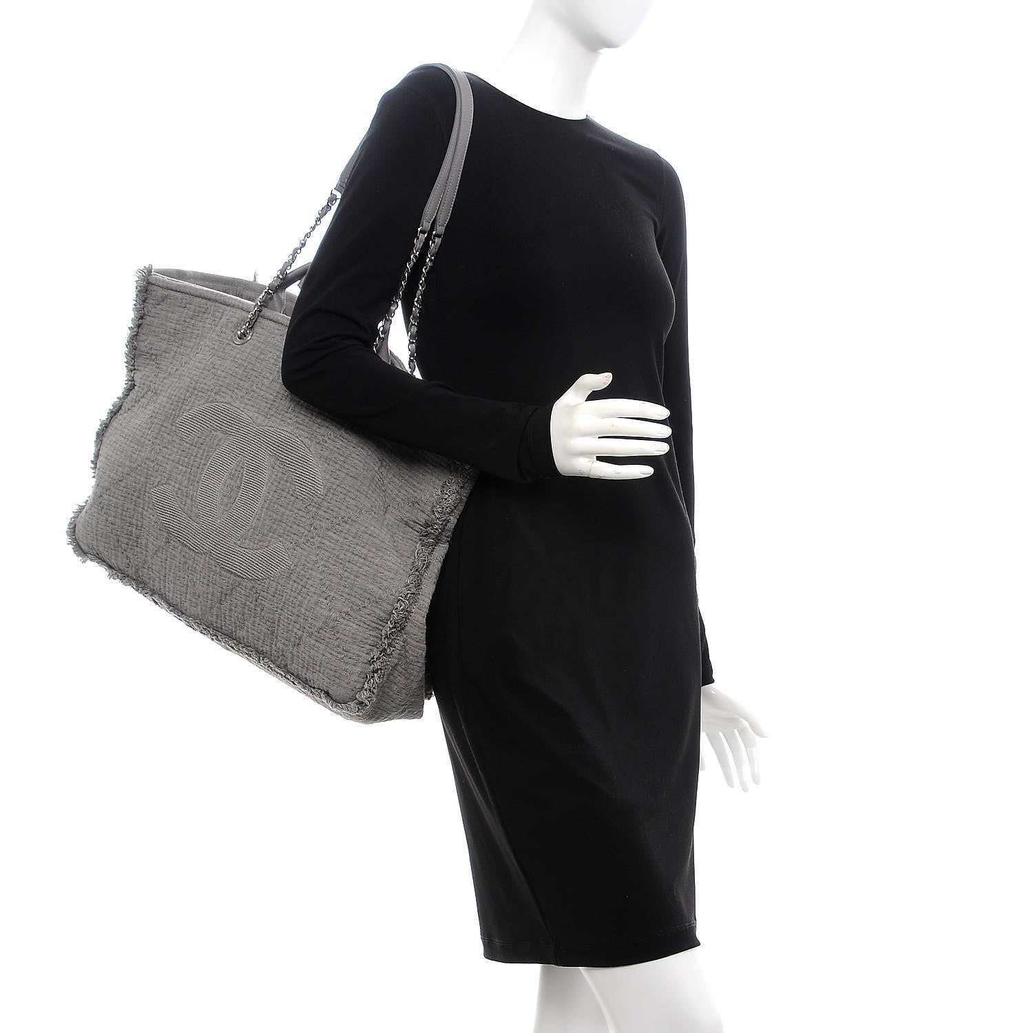 Chanel Canvas Extra Large Double Face Shopping Tote Grey 2 of 7