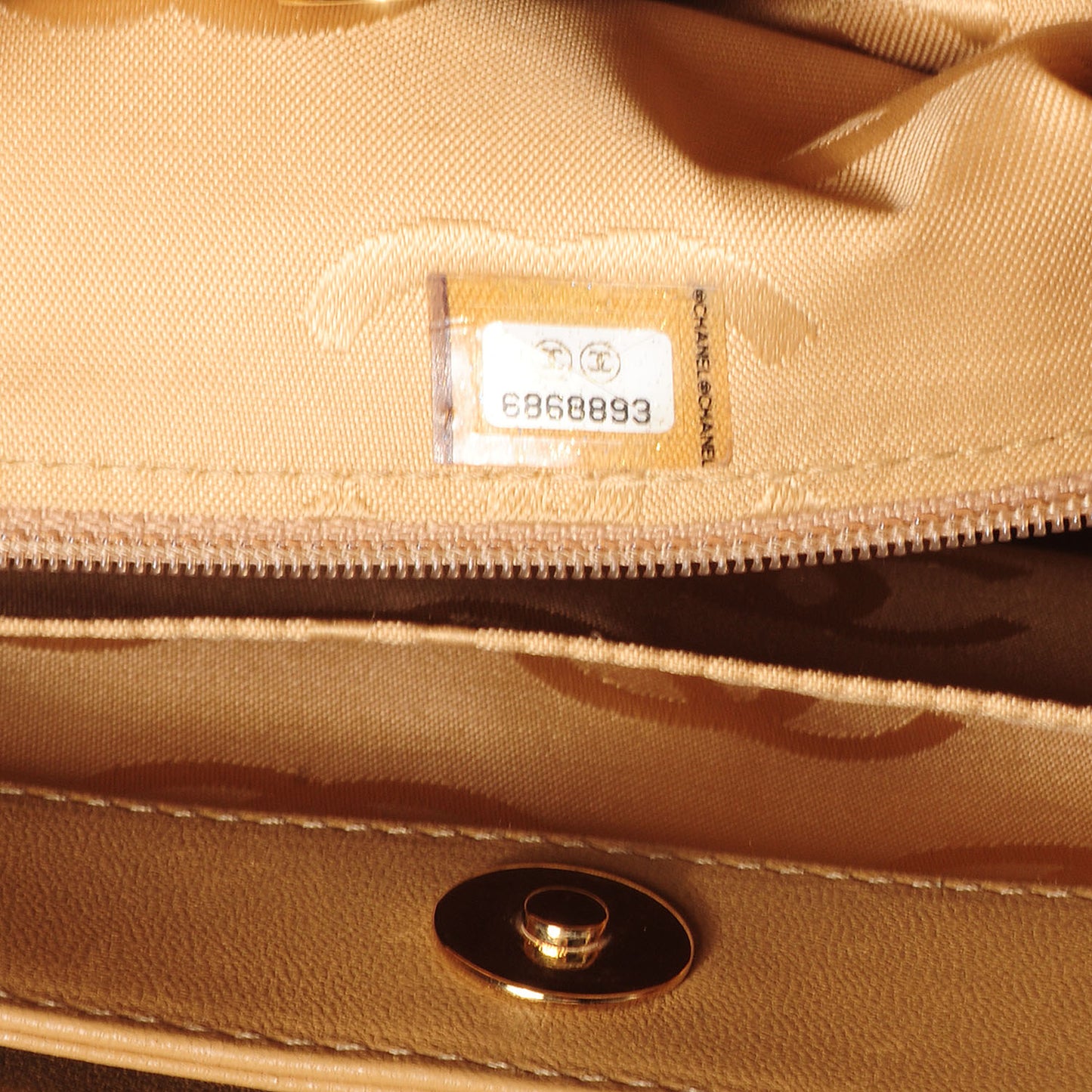 Lambskin Quilted CC Shoulder Bag Beige