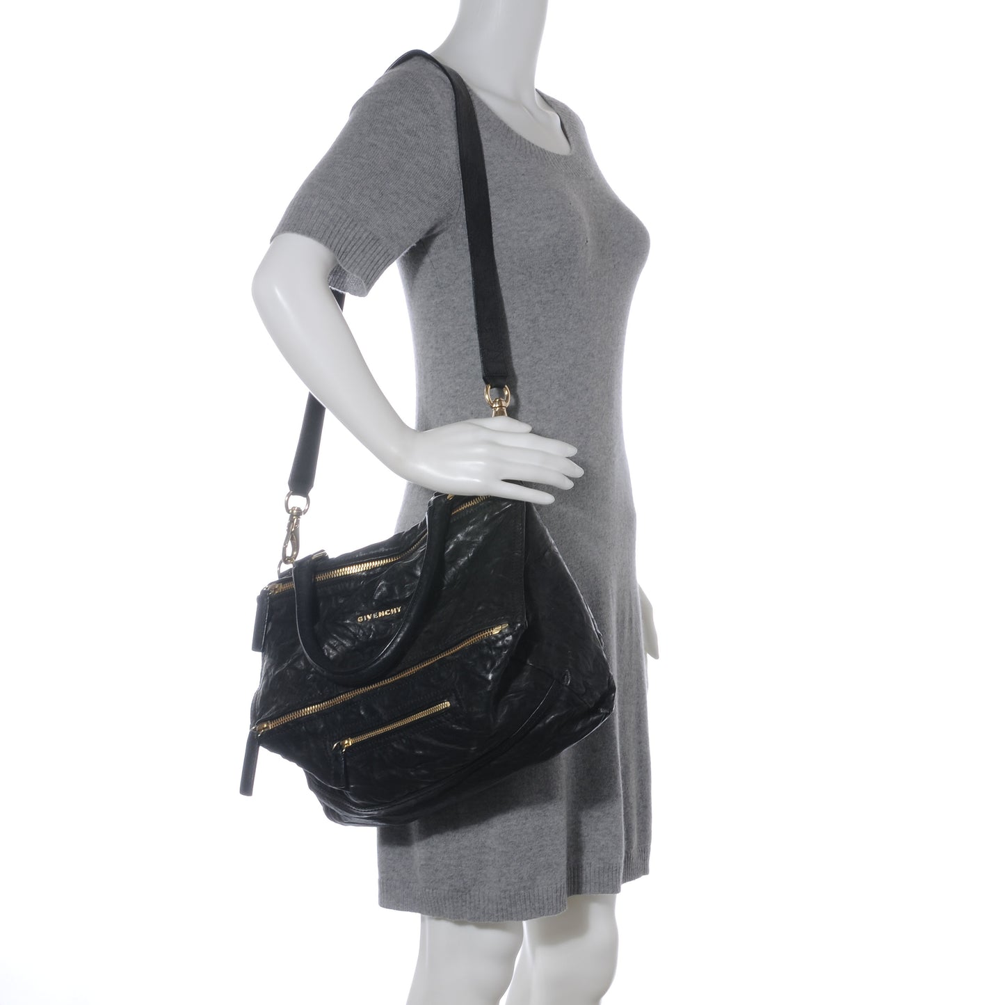 Tumbled Sheepskin Medium Pandora Bag Black