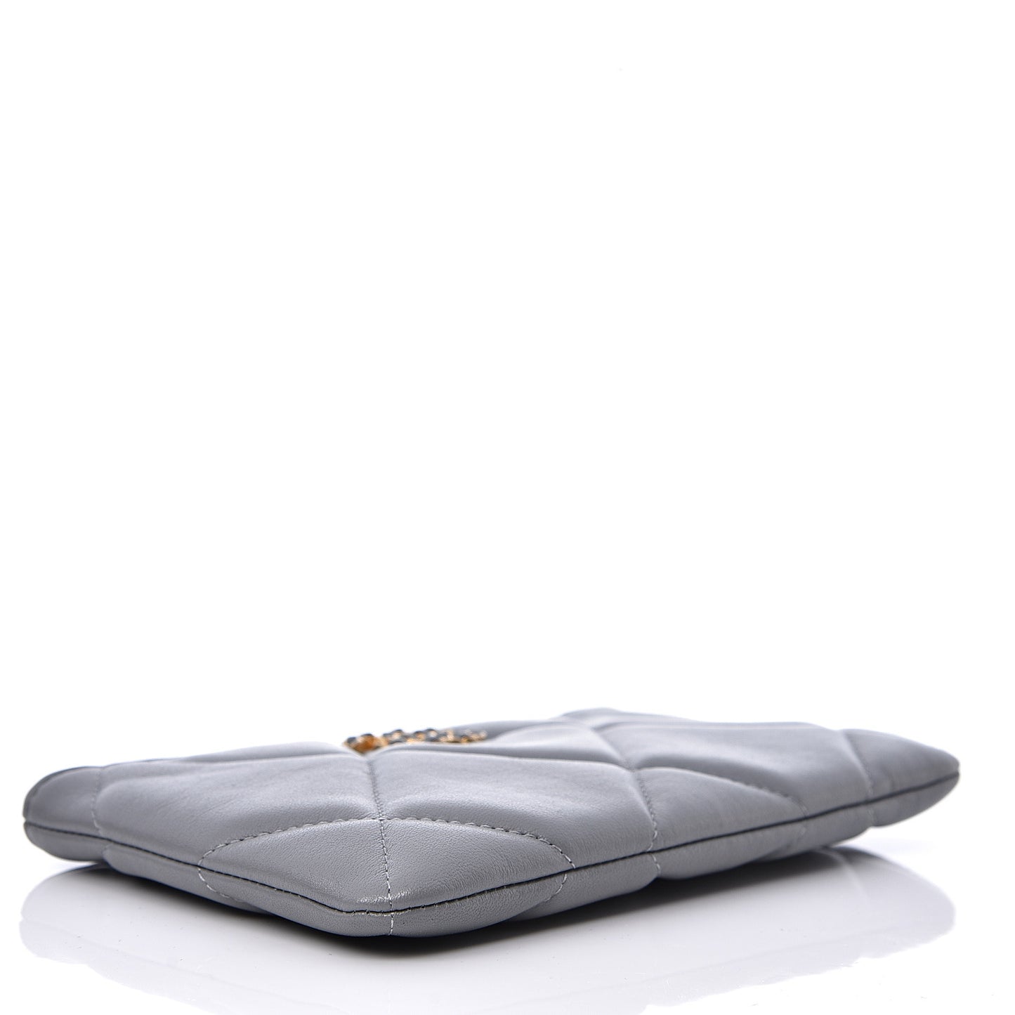 Goatskin Quilted 19 Cosmetic Case Grey