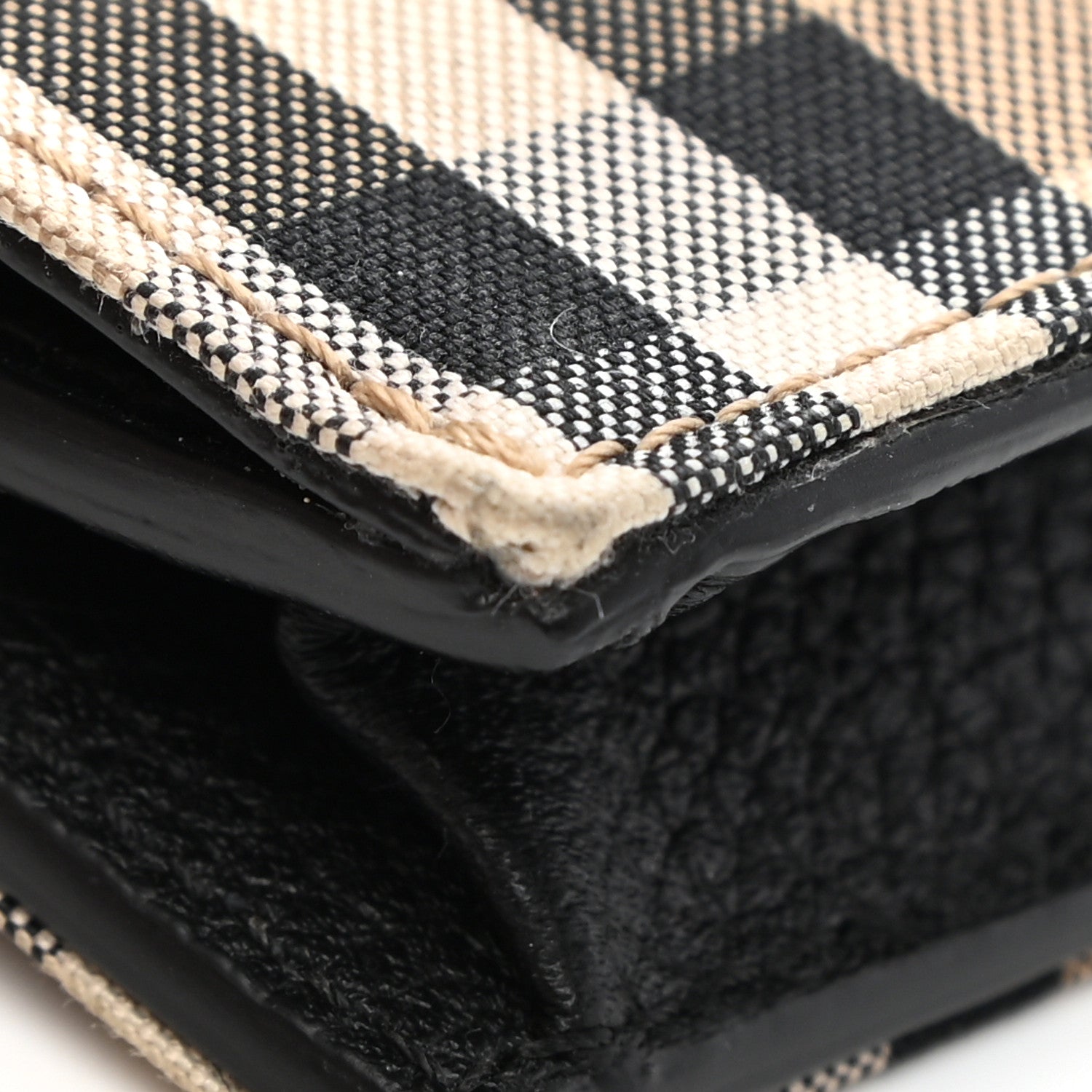 Burberry Grainy Calfskin Vintage Check Jade Card Case On Chain Black 4 of 9
