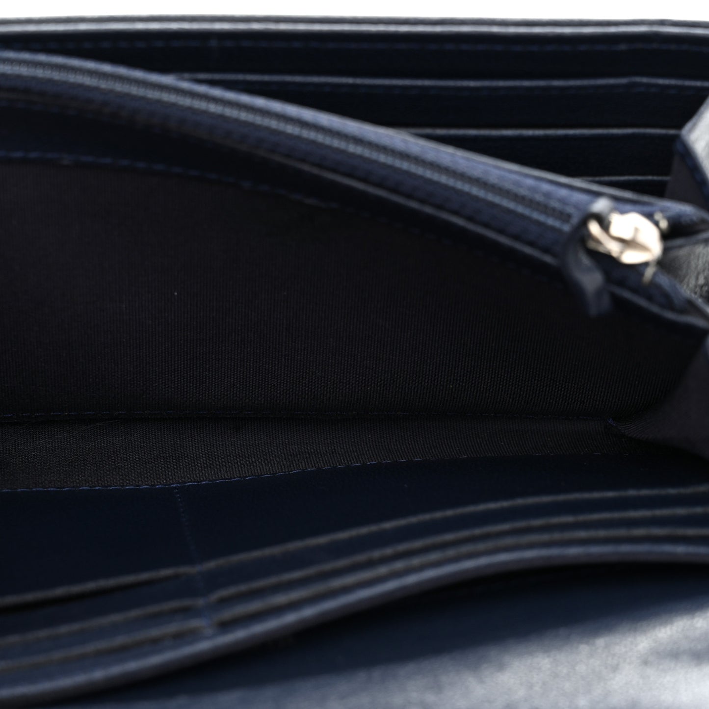 Sheepskin Quilted Mademoiselle Vintage Zip Around Wallet Navy