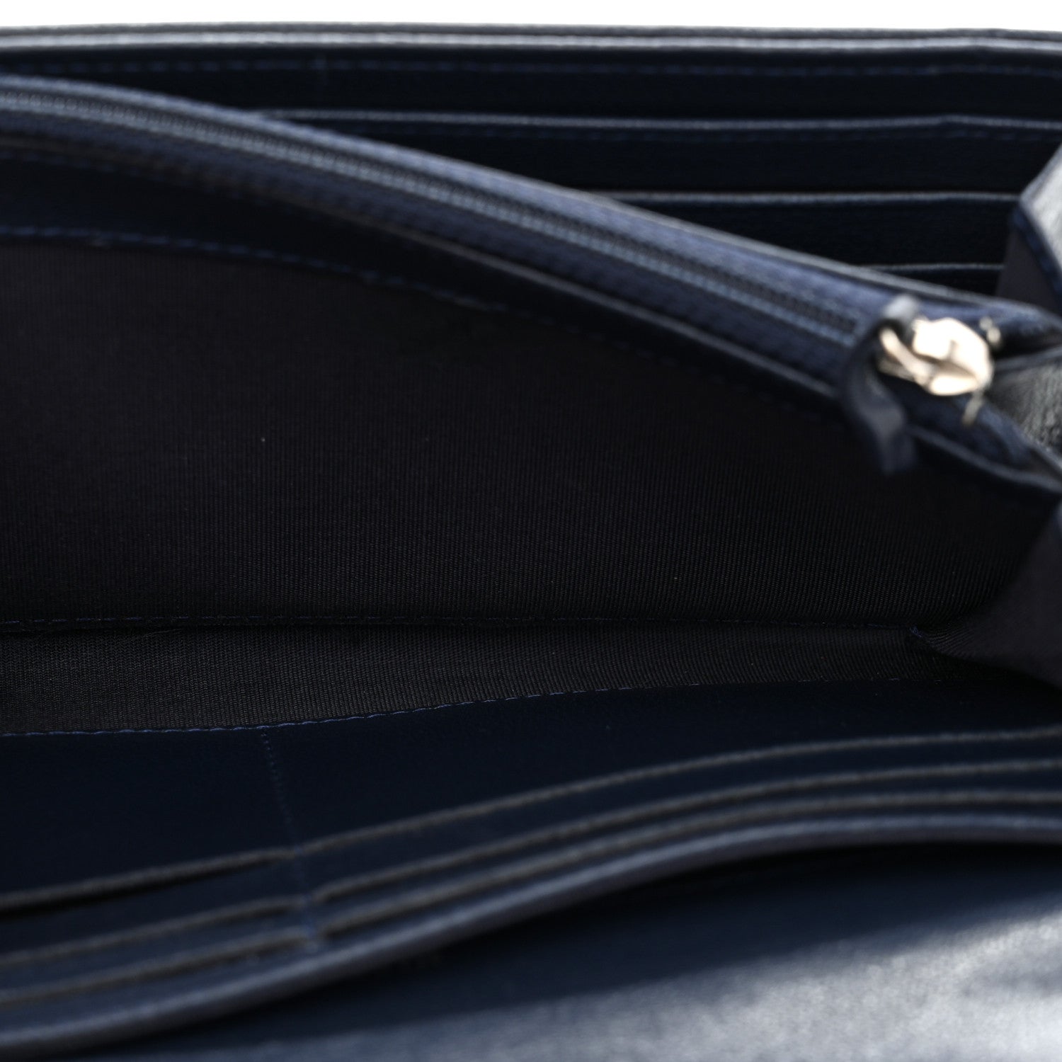 Chanel Sheepskin Quilted Mademoiselle Vintage Zip Around Wallet Navy 7 of 11
