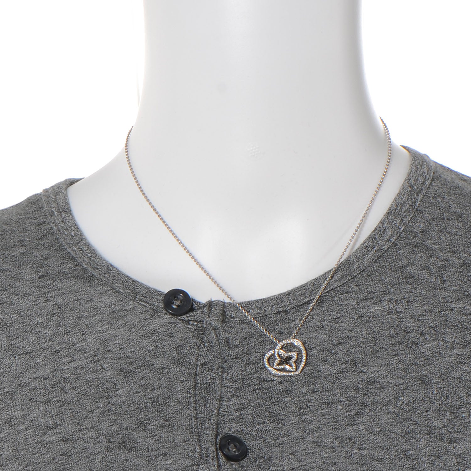 Louis Vuitton Diamond 18K White Gold Small Coeur Heart Pendant Necklace 2 of 6