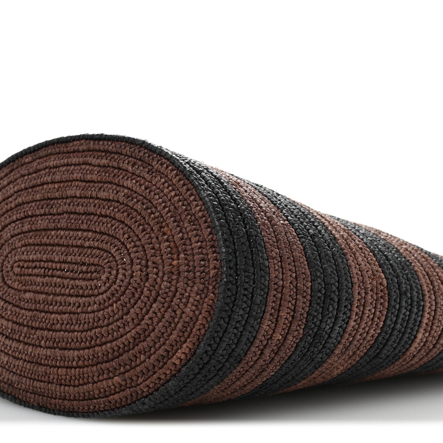 Celine Raffia Striped Calfskin Triomphe Couffin Panier Black Brown 10 of 12